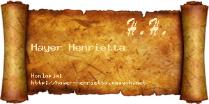 Hayer Henrietta névjegykártya